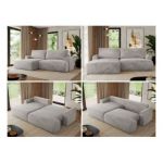 Narożnik TONO L - strona lewa - jasnoszary, plusz