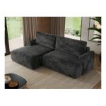 Narożnik TONO L - strona lewa - ciemnoszary, plusz