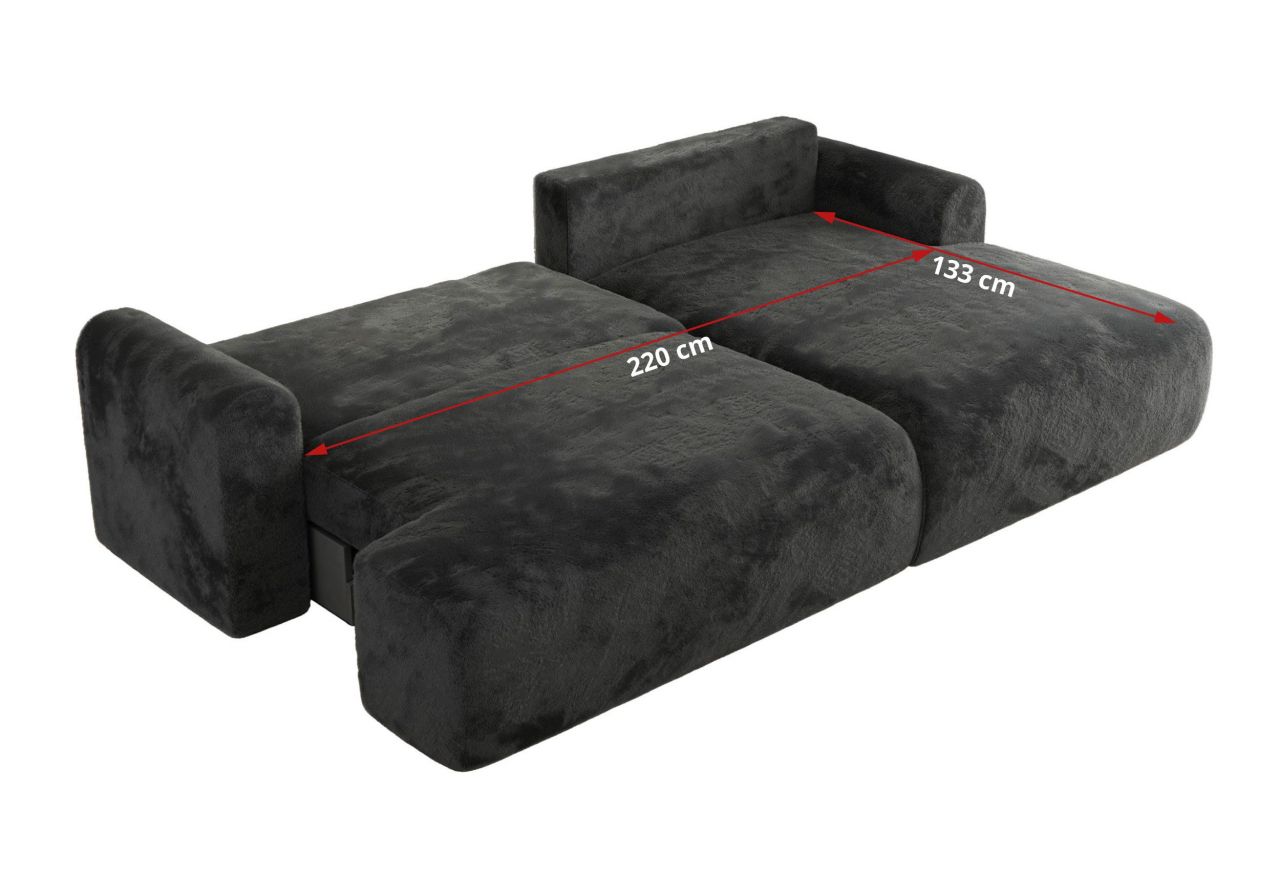 Narożnik TONO L - strona lewa - ciemnoszary, plusz