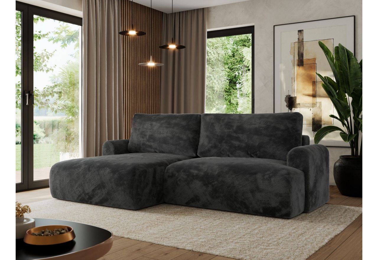 Narożnik TONO L - strona lewa - ciemnoszary, plusz