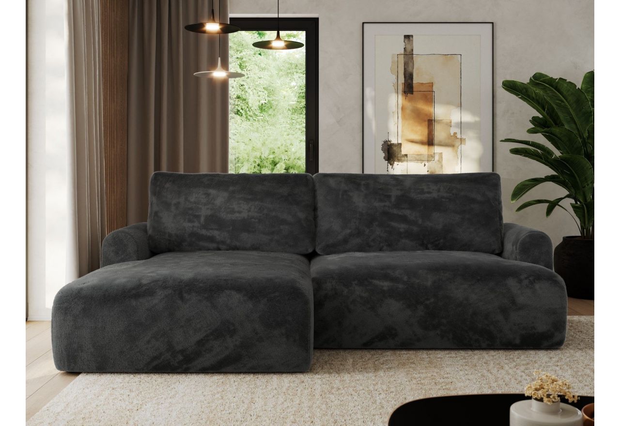 Narożnik TONO L - strona lewa - ciemnoszary, plusz