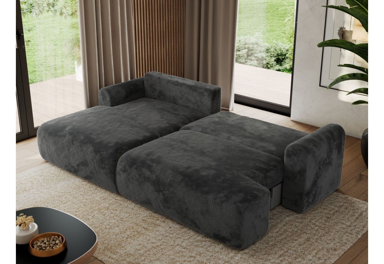 Narożnik TONO L - strona lewa - ciemnoszary, plusz