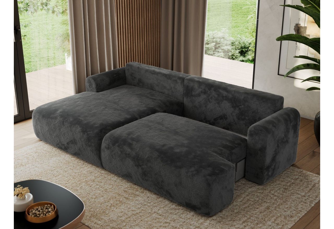 Narożnik TONO L - strona lewa - ciemnoszary, plusz