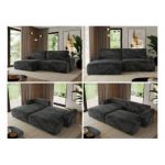 Narożnik TONO L - strona lewa - ciemnoszary, plusz