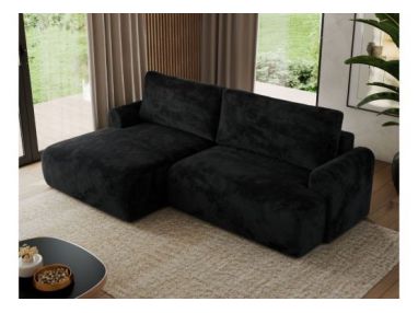 Narożnik TONO L - strona lewa - czarny, plusz