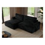 Narożnik TONO L - strona lewa - czarny, plusz