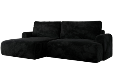 Narożnik TONO L - strona lewa - czarny, plusz