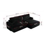 Narożnik TONO L - strona lewa - czarny, plusz