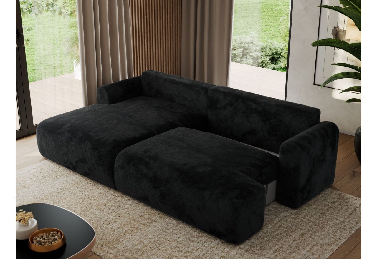 Narożnik TONO L - strona lewa - czarny, plusz