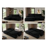 Narożnik TONO L - strona lewa - czarny, plusz