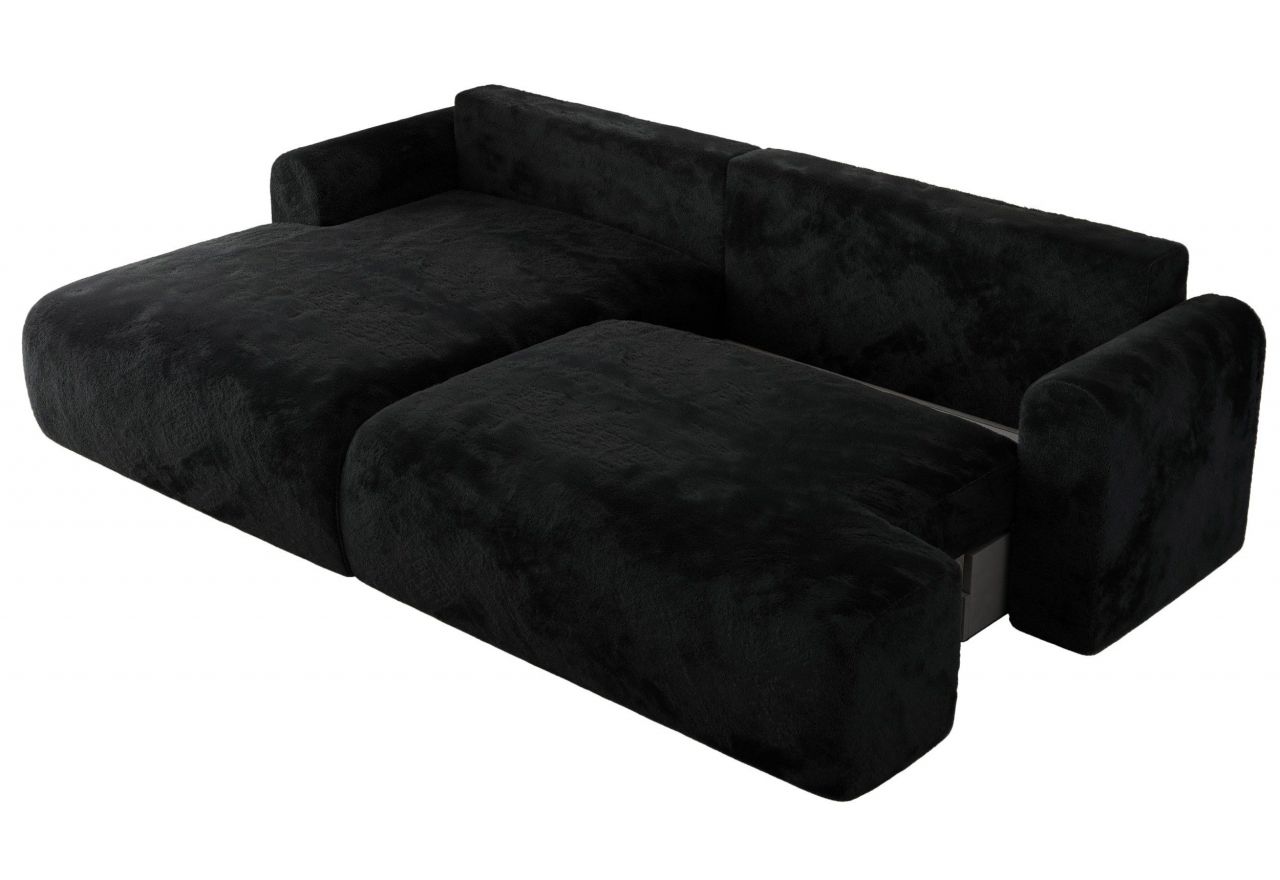 Narożnik TONO L - strona lewa - czarny, plusz