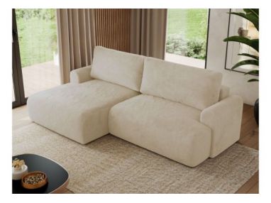 Narożnik TONO L - strona lewa - kremowy, plusz