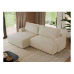 Narożnik TONO L - strona lewa - kremowy, plusz