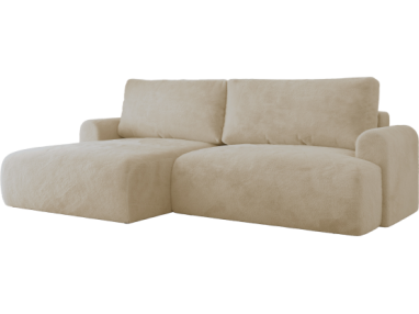 Narożnik TONO L - strona lewa - kremowy, plusz