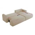 Narożnik TONO L - strona lewa - kremowy, plusz