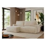 Narożnik TONO L - strona lewa - kremowy, plusz