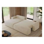 Narożnik TONO L - strona lewa - kremowy, plusz