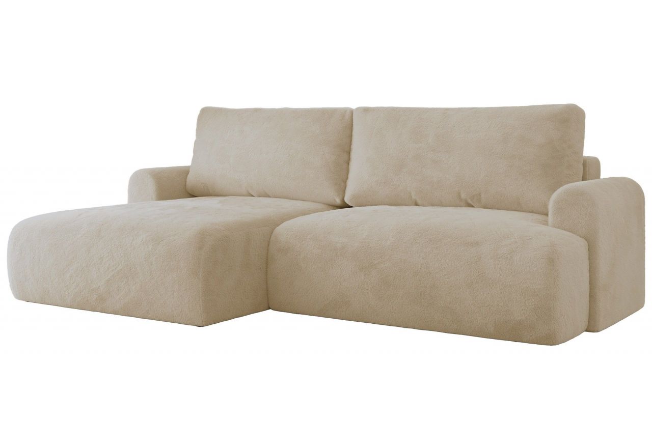 Narożnik TONO L - strona lewa - kremowy, plusz