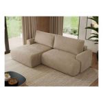 Narożnik TONO L - strona lewa - beżowy, plusz