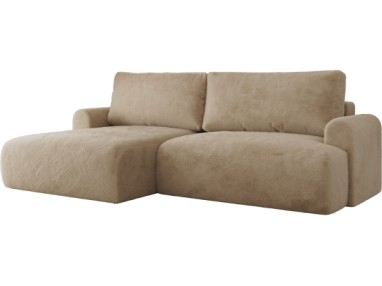 Narożnik TONO L - strona lewa - beżowy, plusz