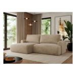 Narożnik TONO L - strona lewa - beżowy, plusz