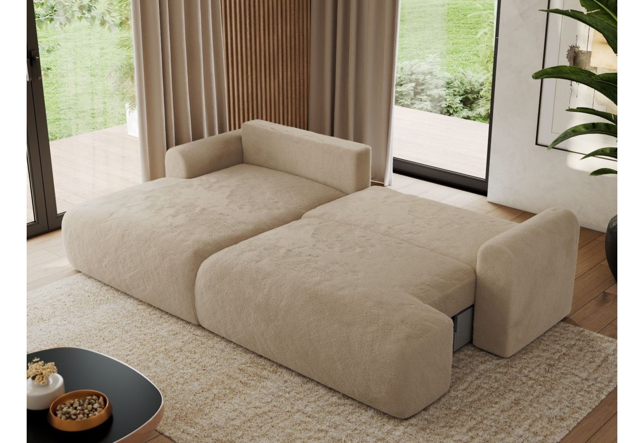 Narożnik TONO L - strona lewa - beżowy, plusz