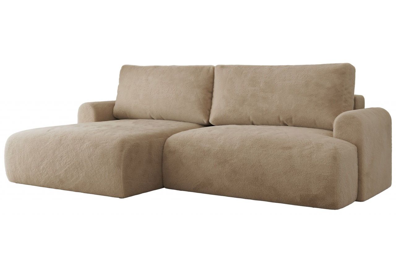 Narożnik TONO L - strona lewa - beżowy, plusz