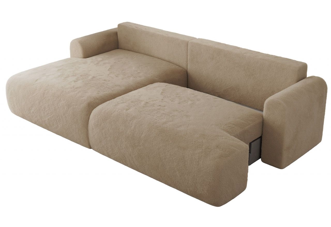 Narożnik TONO L - strona lewa - beżowy, plusz