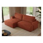 Narożnik TONO L - strona lewa - pomarańczowy, plusz