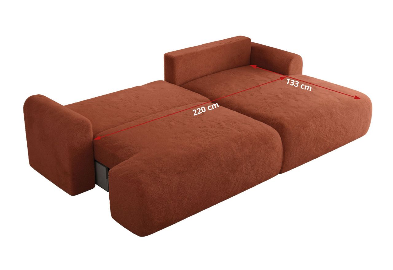 Narożnik TONO L - strona lewa - pomarańczowy, plusz