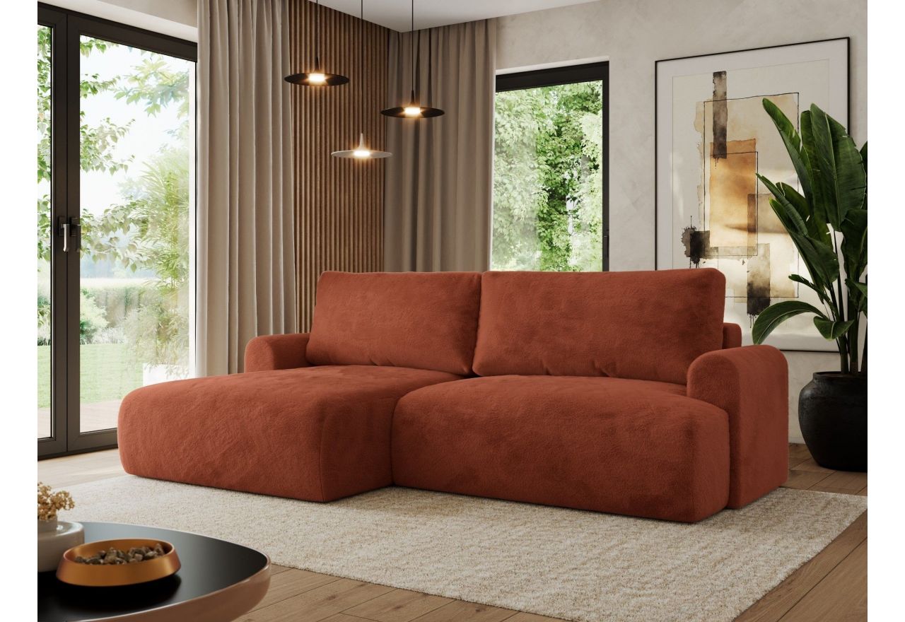 Narożnik TONO L - strona lewa - pomarańczowy, plusz