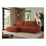 Narożnik TONO L - strona lewa - pomarańczowy, plusz