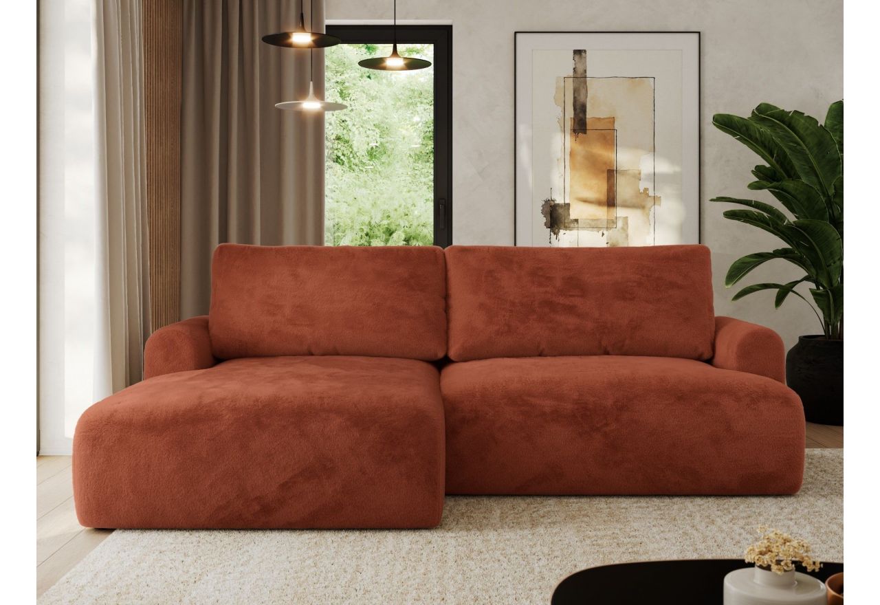 Narożnik TONO L - strona lewa - pomarańczowy, plusz