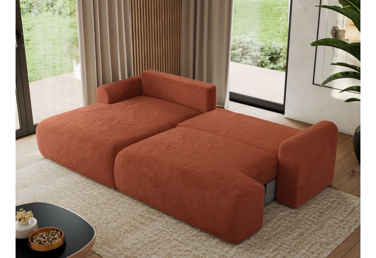 Narożnik TONO L - strona lewa - pomarańczowy, plusz