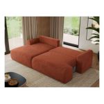 Narożnik TONO L - strona lewa - pomarańczowy, plusz