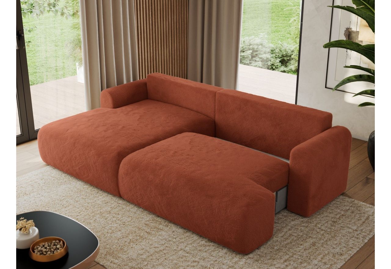 Narożnik TONO L - strona lewa - pomarańczowy, plusz