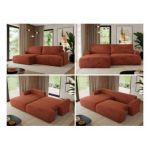 Narożnik TONO L - strona lewa - pomarańczowy, plusz