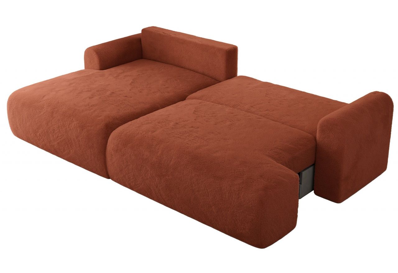 Narożnik TONO L - strona lewa - pomarańczowy, plusz