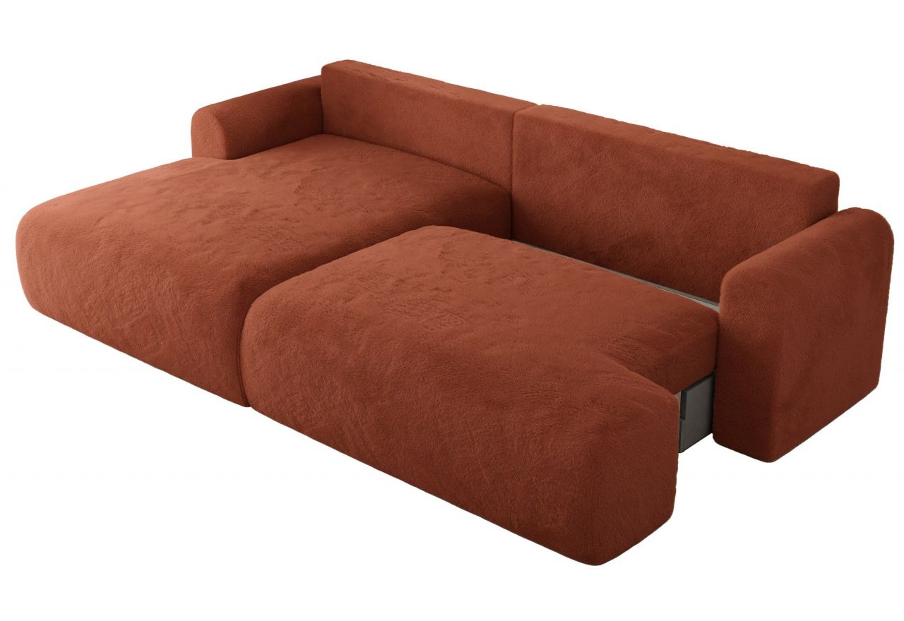 Narożnik TONO L - strona lewa - pomarańczowy, plusz