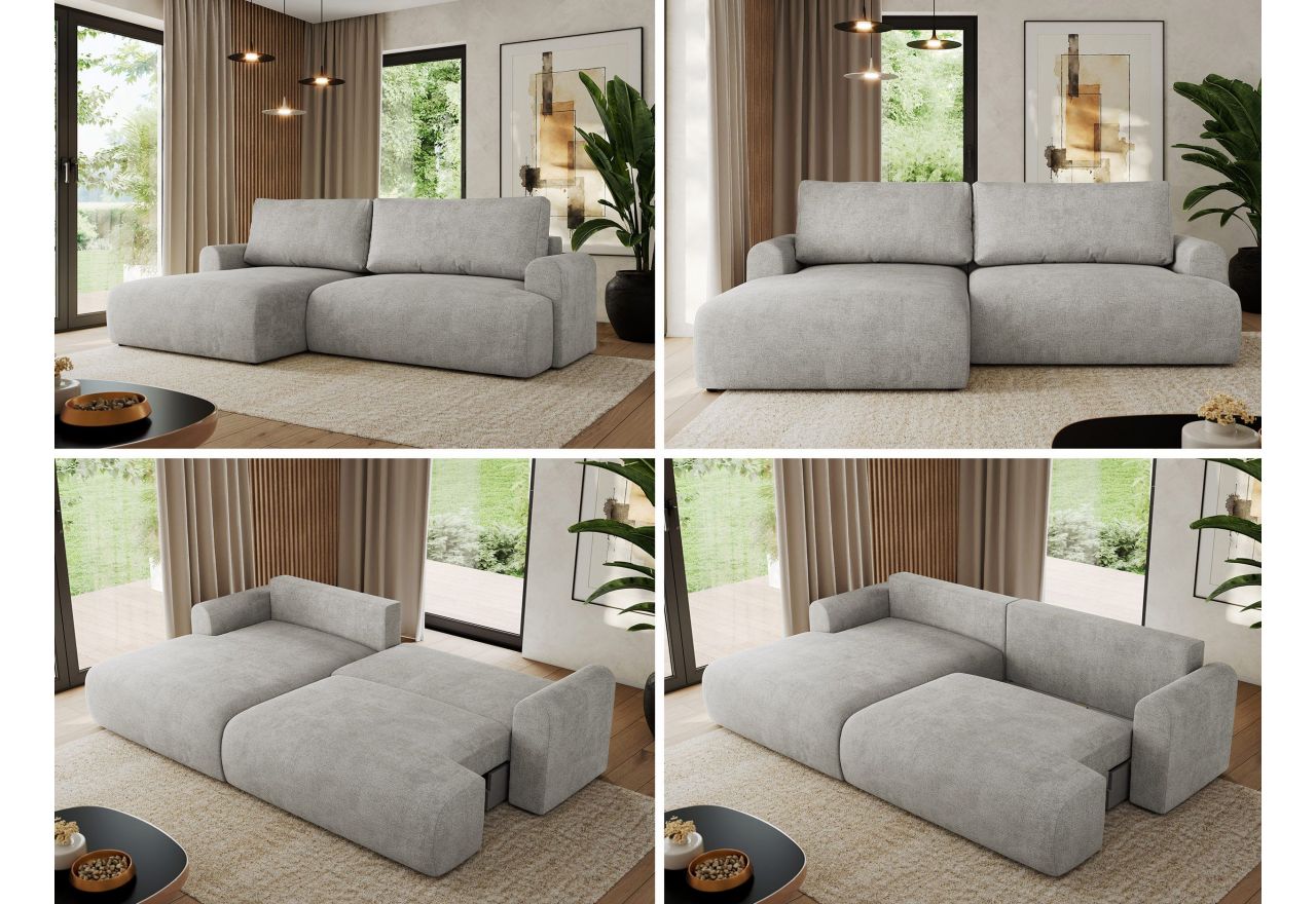 Narożnik TONO L - strona lewa - jasnoszary, struktura