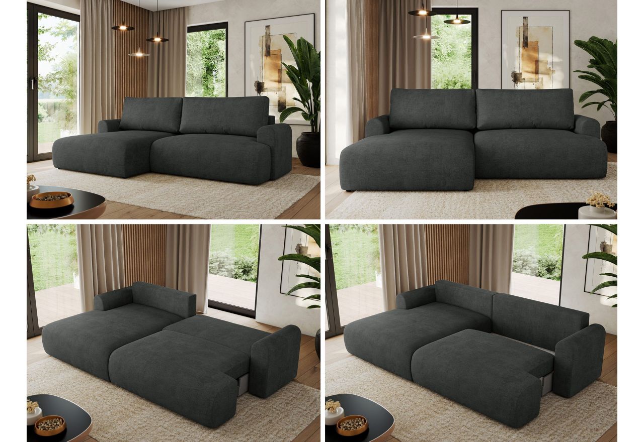 Narożnik TONO L - strona lewa - ciemnoszary, struktura