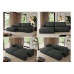 Narożnik TONO L - strona lewa - ciemnoszary, struktura