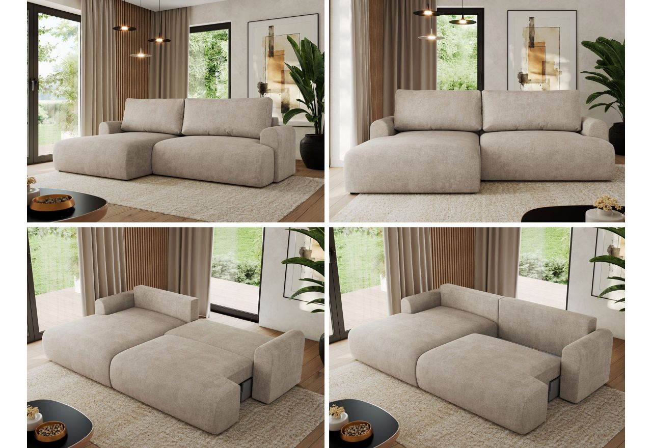 Narożnik TONO L - strona lewa - beżowy, struktura