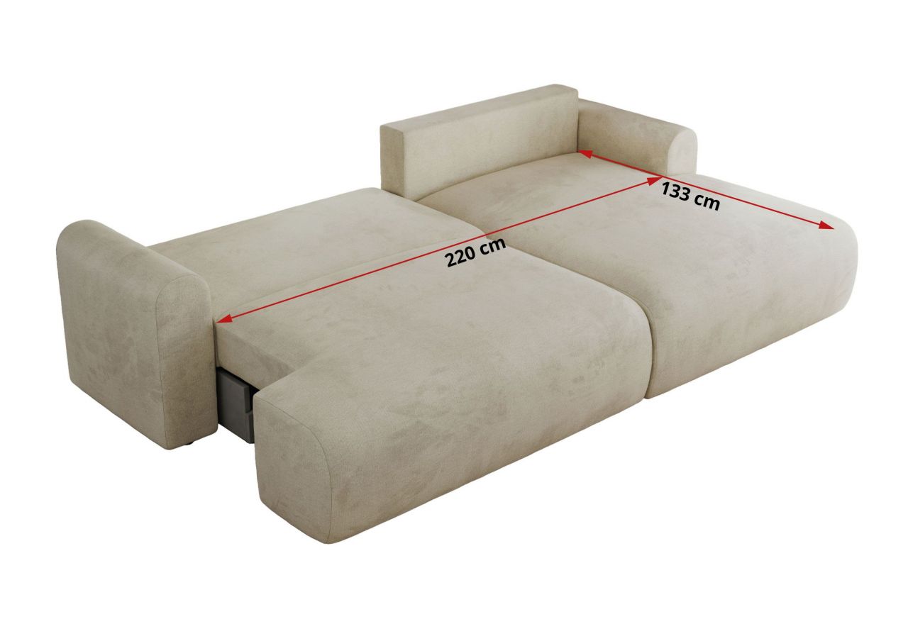 Narożnik TONO L - strona lewa - kremowy, welvet