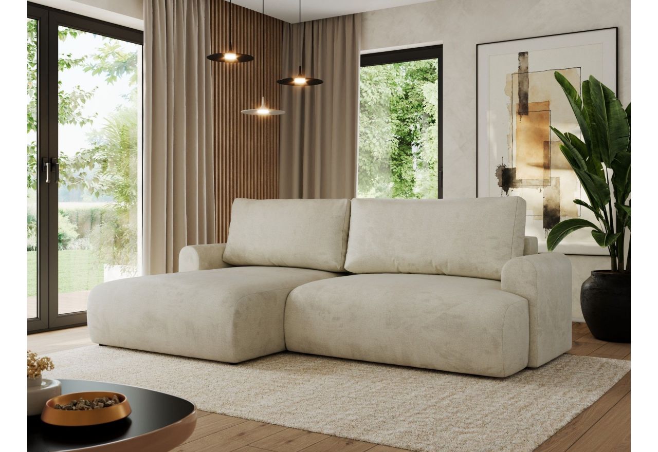 Narożnik TONO L - strona lewa - kremowy, welvet