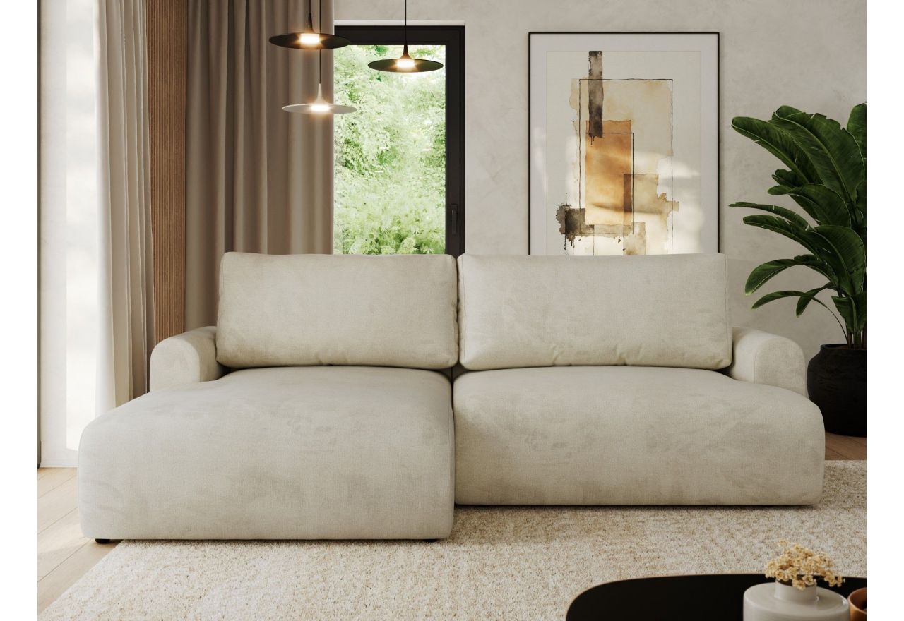 Narożnik TONO L - strona lewa - kremowy, welvet