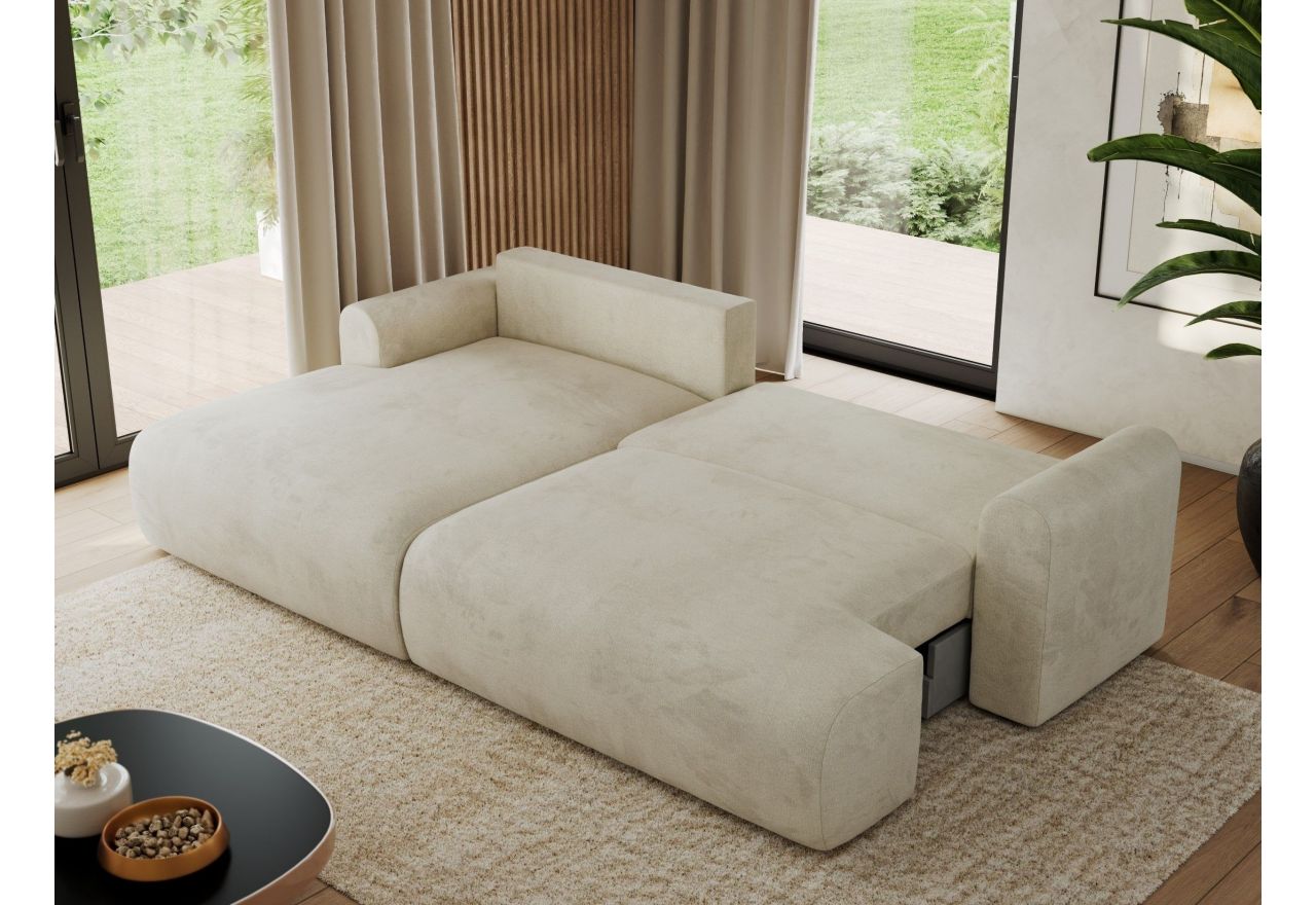 Narożnik TONO L - strona lewa - kremowy, welvet