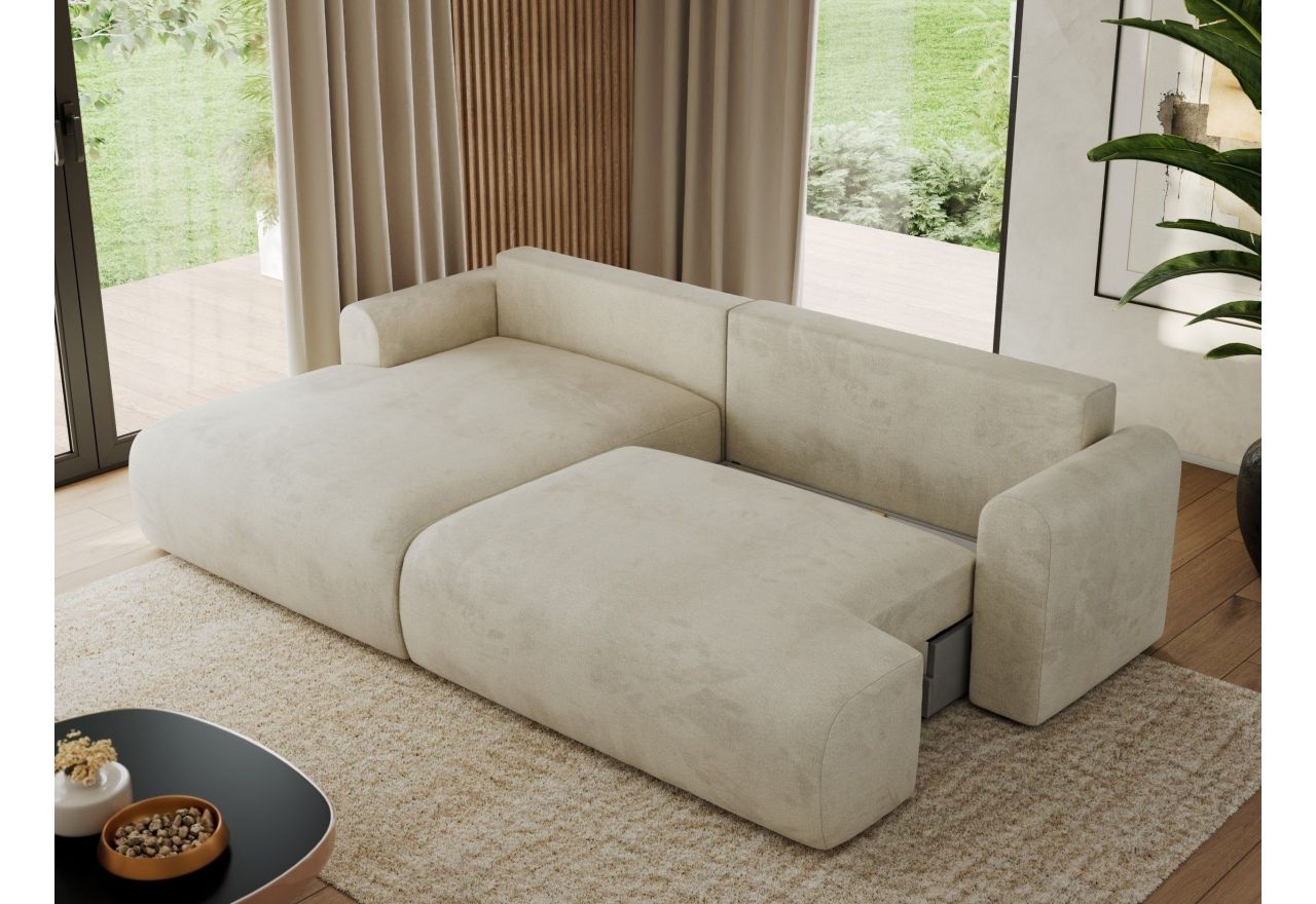 Narożnik TONO L - strona lewa - kremowy, welvet