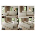 Narożnik TONO L - strona lewa - kremowy, welvet