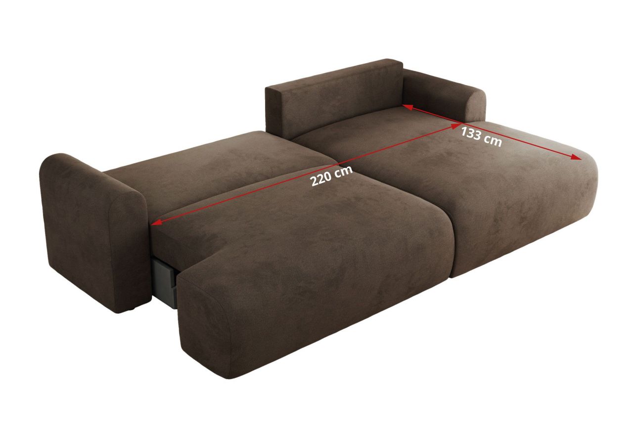 Narożnik TONO L - strona lewa - brązowy, welvet